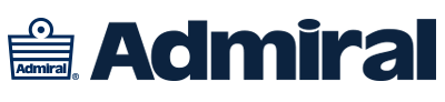 A small gold square logo that has Admiral Grooming written in bold black writing on it, on a white background.