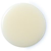 A large circular puddle of bright white shower gel, on a white background.