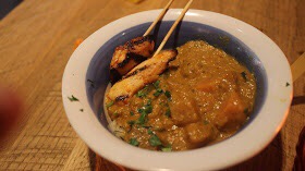 A Brilliant Brazilian Barbecue | Cabana Leeds Road To Rio Summer Menu Launch A bowl of Curry and Rice with a Chicken Skewer.