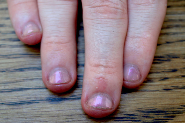 Pretty In Pastel | Pastille Leeds 3rd Birthday Bloggers Tea Party My nails painted with some pearly nail varnish.