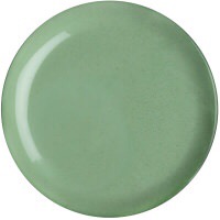 A circular piece of turquoise coloured Jelly, on a white background.