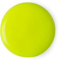 A circular blob of green liquid, on a white background.