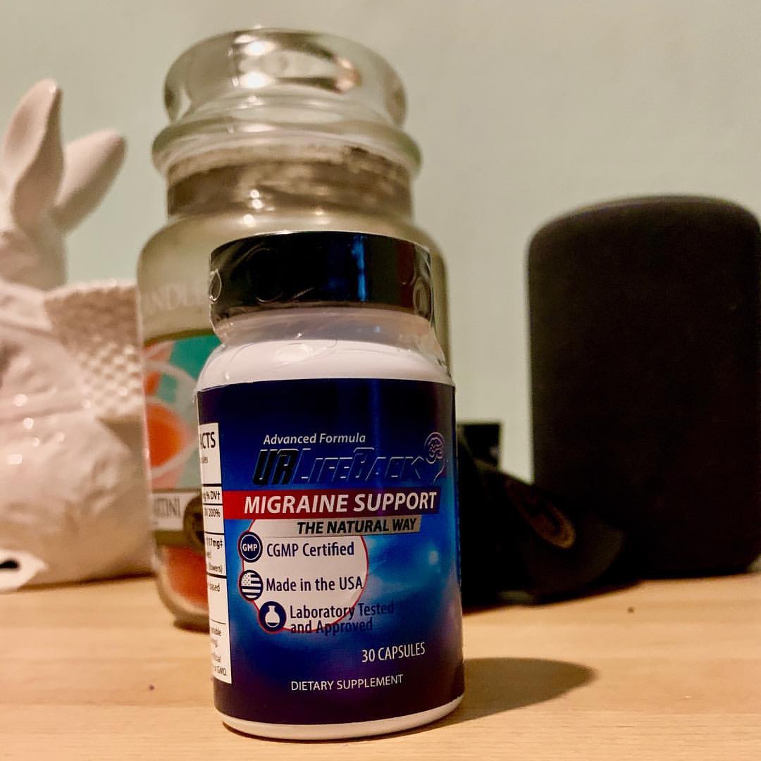 Getting My Life Back After A Migraine | URLifeBack Migraine & Headache Supplements | Gifted A short cylindrical white plastic bottle with a blue label that has URLifeBack Migraine & Headache Support Supplements written in bold white writing on it, on a white background.
