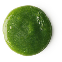 The Dragon Brought Moisture To My Hair | Lush Wasabi Sham Kui Shampoo & Aga's Conditioner A circular puddle of dark green shampoo, on a white background.