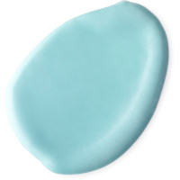 The Tingle Of Youth | GlamGlow YouthMud® Tinglexfoliate Treatment A small circular puddle of bright blue body conditioner, on a white background.