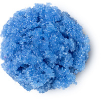 Fairytales Are Real | Lush Unicorn Horn Bubble Bar and Prince Charming Shower Cream A small circular puddle of shimmering dark blue lip scrub, on a white background.