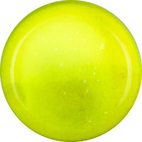 A short cylindrical block of shimmering light green and yellow shower jelly, on a white background.
