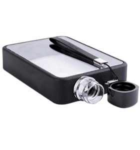 A large cylindrical black plastic water bottle, on a white background.