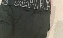 A pair of navy blue briefs with a black waistband that has separatec written in bold white writing on it next to a pair of olive green briefs with a black waistband that has separatec written in bold white writing on it and a pair of maroon briefs with a black waistband that has separatec written in bold white writing on it, on a white background.