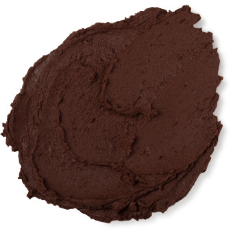 You Go Glen Coco! | Lush Glen Cocoa Fresh Face Mask A medium circular puddle of thick dark brown face mask, on a white background.