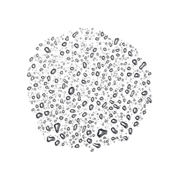 A medium circular puddle of some translucent pale blue toner water, on a white background.