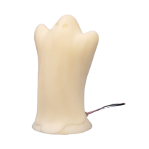A large creamy white ghost shaped block of soap, on a white background.