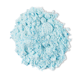 I'm Feeling Like One Lazy Oaf In The Shower Today | Lush X Lazy Oaf Range | Gifted A pile of some bright blue powder that has some pieces of Fine Sea Salt running through it, on a white background.