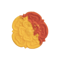 Bringing A Little Bit Of Japan Into My Yorkshire Bathroom | The Yorkshire Soap Company Moon Cake Bath Bomb Range A medium bright Orange and yellow Yorkshire Rose shaped Bath Bomb, on a white background.