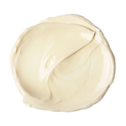 I'm Bionic, Hit Ya Like A Rocket! | Lush Biomic Body Cream A medium circular puddle of some creamy white body lotion, on a white background.