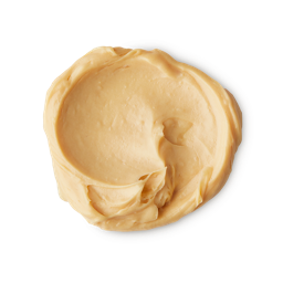 A medium circular puddle of some creamy pastel Yellow Shampoo, on a white background.
