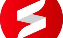 A medium bright red circle that has a bright white stylised letter S in the middle of it, on a red background.