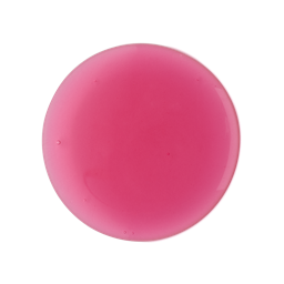 A medium circular puddle of some glossy Bubblegum Pink Shower Gel, on a white background.