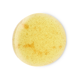 My Love Will Not Change, The Moon Represents My Heart | Lush Mid-Autumn Festival 2025 Range A medium circular puddle of some glossy creamy ivory shower gel that has some pieces of bright gold lustre running through it, on a white background.