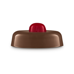 Run, Run, Rudolph, Santa's Got To Make It To Town | Lush Christmas 2025 Range | Face Care, Fragrance & Lip Care A short cylindrical glossy dark brown block of jelly face mask that has a small circular shimmering bright red piece of Jelly Face Mask sat on top of it, on a light grey background.