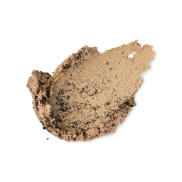 Take Another Look | Lush Don't Look At Me Face MaskĀ A medium circular swatch of some thick, creamy beige face mask that has some pieces of Black Tea running through it, on a light grey background.